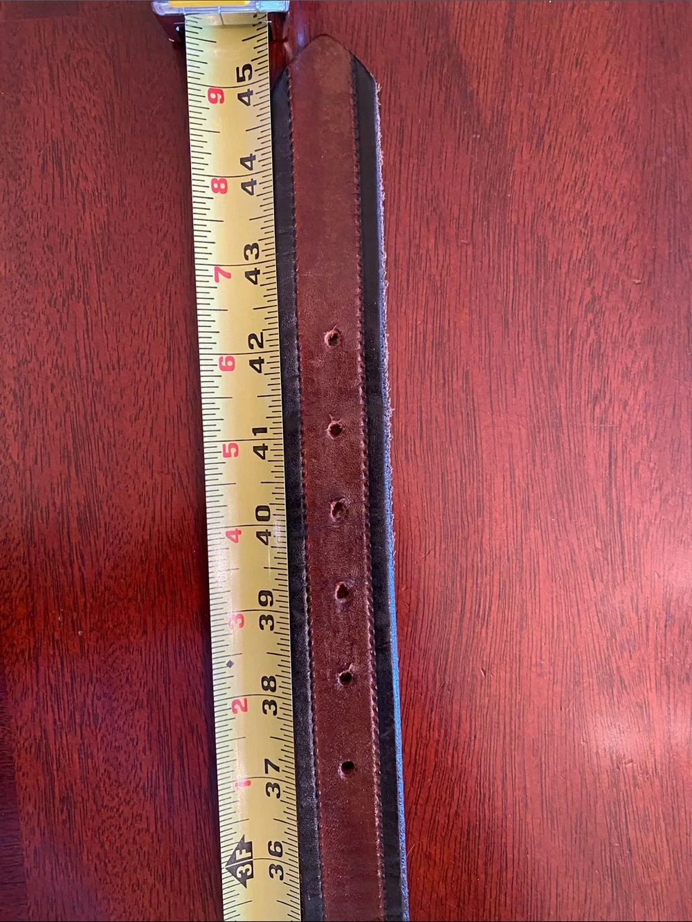 Two-Tone Brown Leather Belt with Black Edges & Brass Buckle